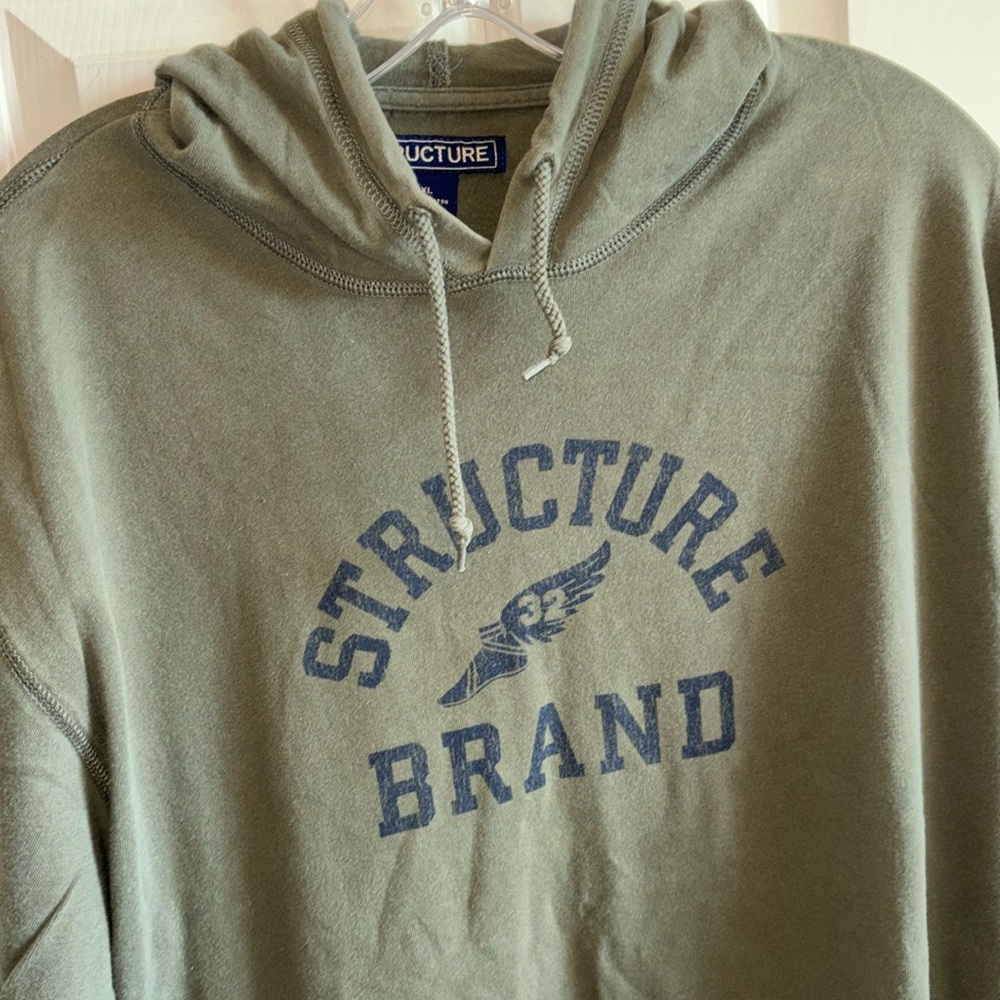 Y2K Vintage Structure long sleeve hooded size XL green shirt